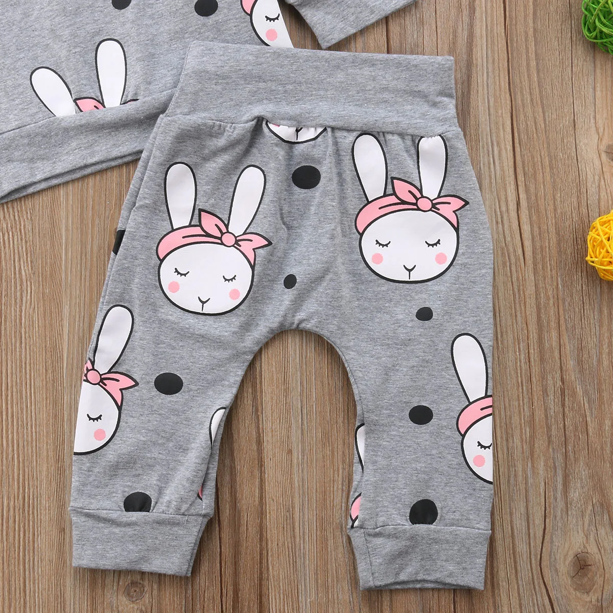 Newborn Baby Girl Rabbit Top T-shirt +Pants+Headband Clothes 3Pcs Outfits Set Lovely Girls 0-2 Years | Детская одежда и обувь