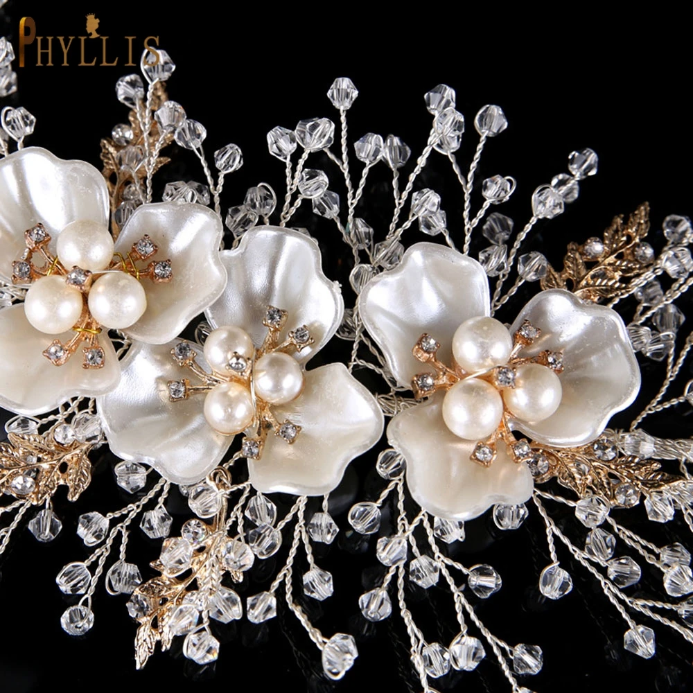 

PHYLLIS A60 Luxury Clear Crystal Wedding Headband Baroque Headpiece Bridal Hair Accessories Women Tiara Flower Girl Headwear