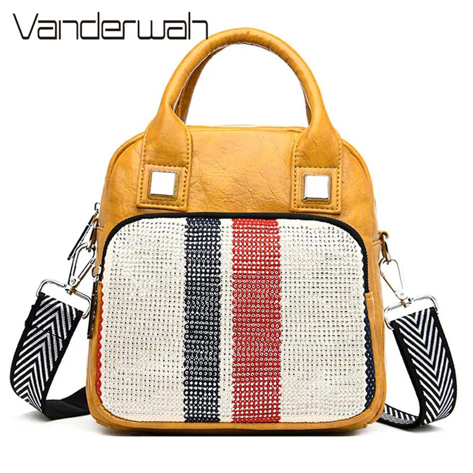 Модные кожаные рюкзаки для женщин со стразами дорожный рюкзак школьные сумки