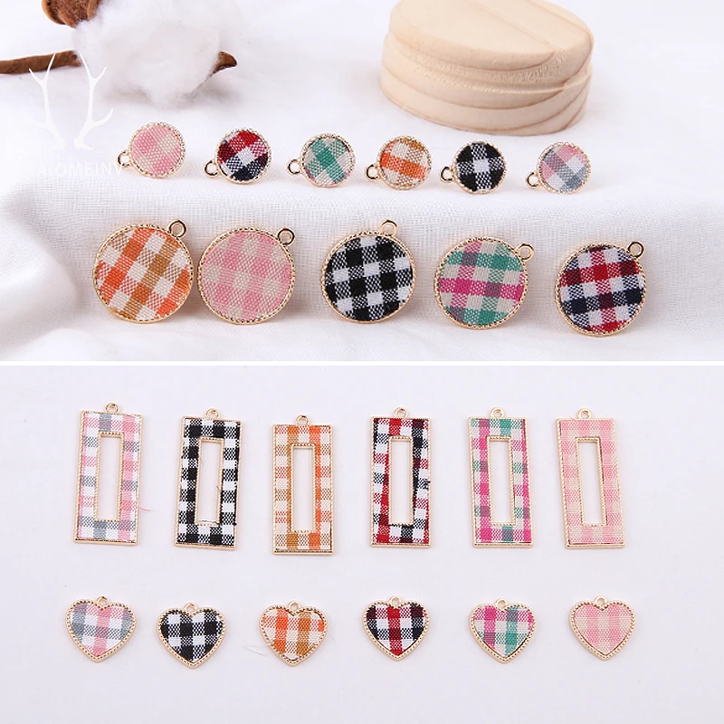 10 шт 2020 новый дизайн модные ткани клетчатые прямоугольные круглые серьги в форме
