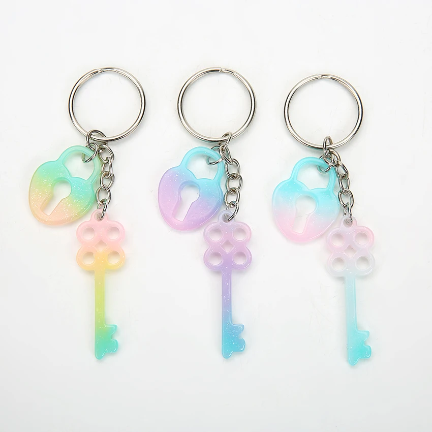 1 шт. милый полимерный брелок с плоским основанием модный градиентным замком и