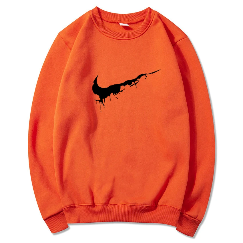 orange sweatshirt Новинка, популярный бренд, Мужской пуловер с капюшоном, осень/зима, мужские комплекты, худи+ спортивные штаны, комплект из двух предметов, бодибилдинг, спортивный костюм - Цвет: orange sweatshirt