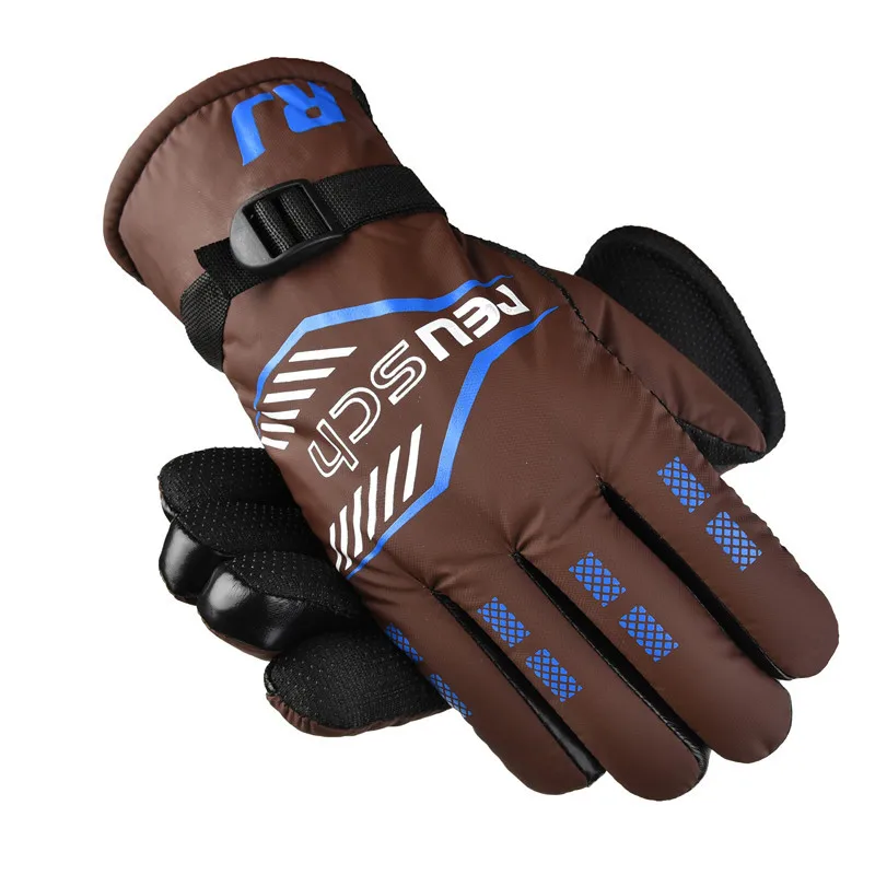 

Men Motorcycling Warm Gloves Water-proof Thicken Velvet Liner Slip-proof Palm Adjustable Wrist Anti Wind Riding Cotton Gloves