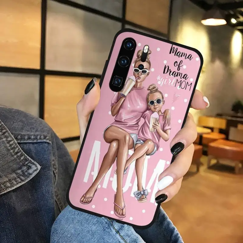 

Woman Fashion girl Super Mom baby Phone Case Funda For Huawei P9 P10 P20 P30 Lite 2016 2017 2019 plus pro P smart