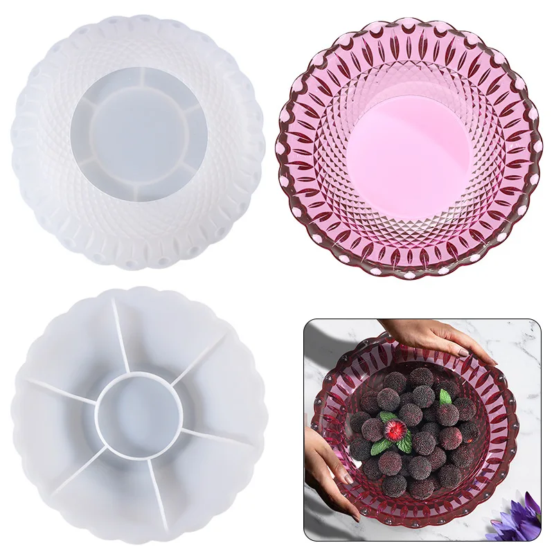 

DIY Crystal Epoxy Mould Large Lace Dish Fruit Storage Tray Resin Silicone Handmade Model Silicone Molds for Epoxy Resin