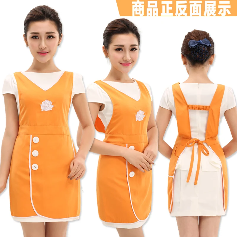 

Korean fashion cute work apron custom logo supermarket nail beauty salon health club mother and baby shop apron