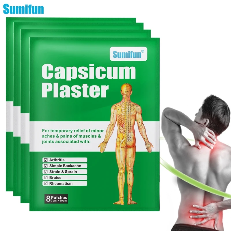 

Sumifun 8Pcs Knee Joint Pain Relieving Patch Chinese Herbal Plaster Capsicum Extract for Body Rheumatoid Arthritis Pain Relief