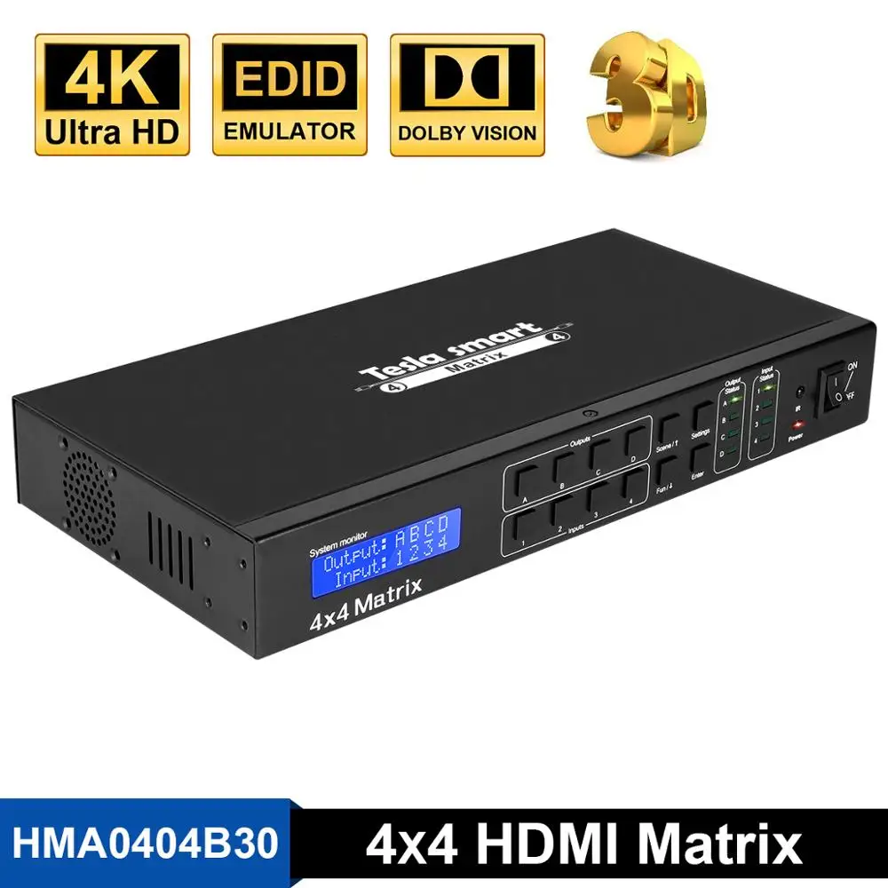 DHL 4K 4x4 HDMI матрица 4 в 4 Выход Ultra HD 4K с LAN RS232 до to4K* 2K(3840*2160)@ 30HZ HDCP 3D HDMI 1,4 совместимый