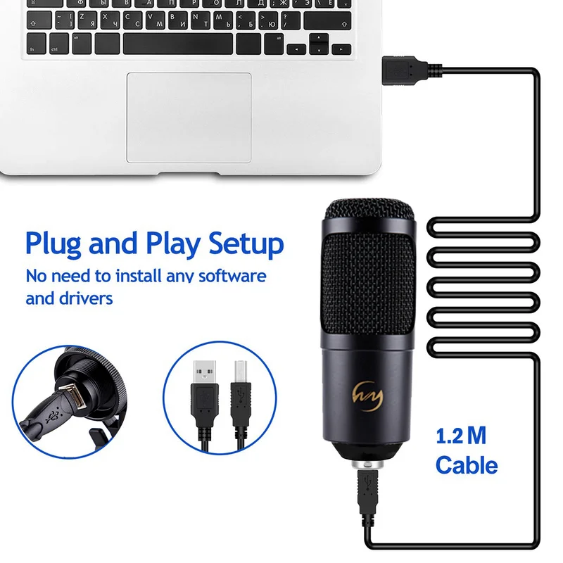 Usb микрофон для компьютера, игр, чата, микрофон с подставкой, штатив, металлический проводной микрофон для речевых игр, конденсаторный микрофон для ПК