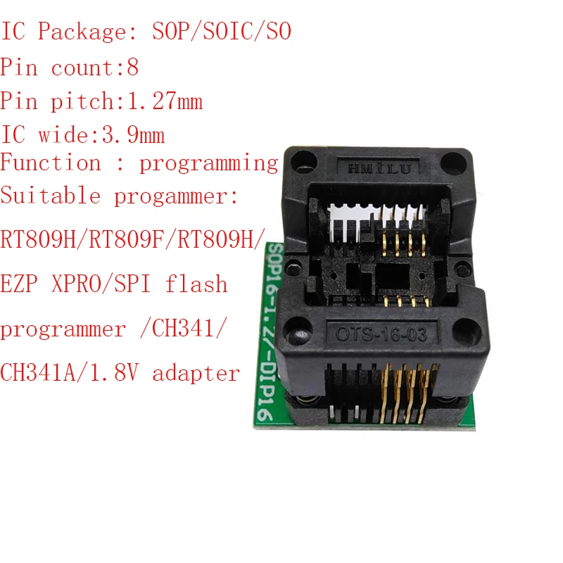 SOP8 SOIC8 SO8 DIP8 программируемый адаптер шаг 1 27 мм IC ширина корпуса 3 9 150mil RT809H/CH341A