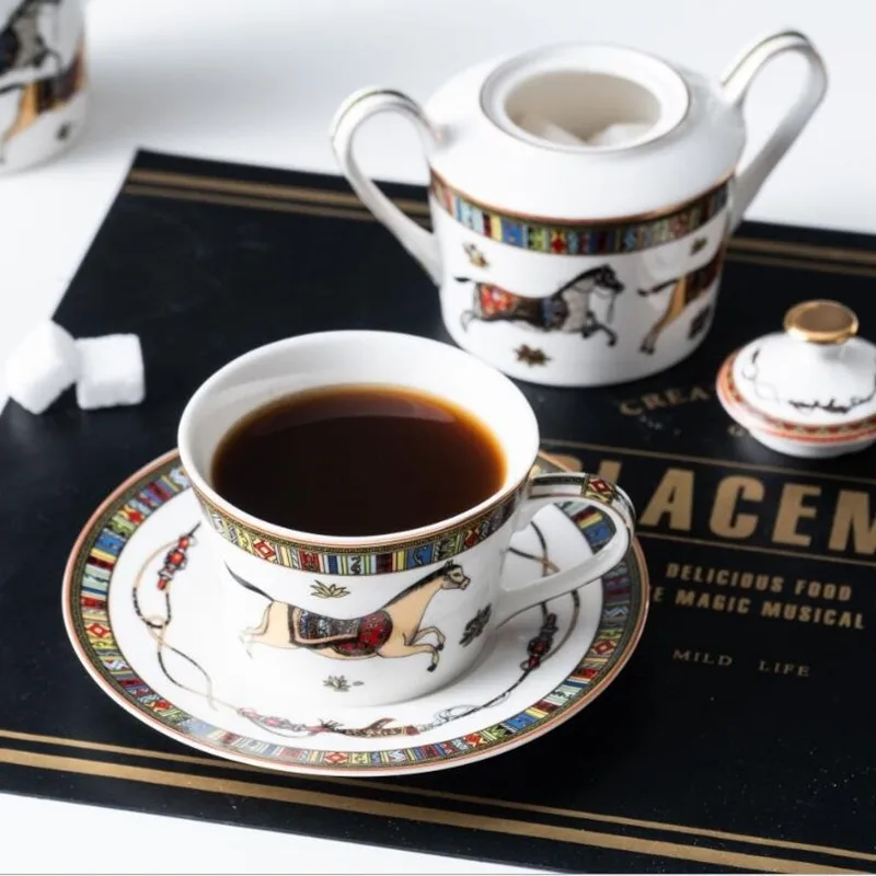 Horse Bone China фарфоровые чашки для кофе посуда кофейный молочный сахар опционально|set