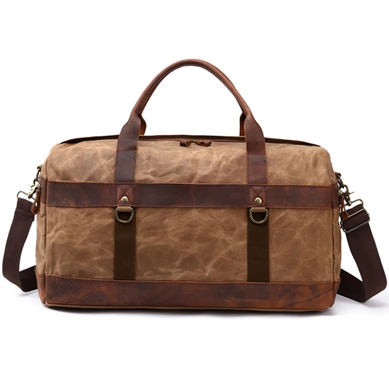 Водонепроницаемая холщовая вещевая сумка прочная кожаная дорожная Мужская