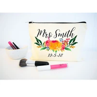 bride squad make up bag cosmetic bags custom flowers wedding toiletry bag gift for bridal party bridesmaid purses drop shipping