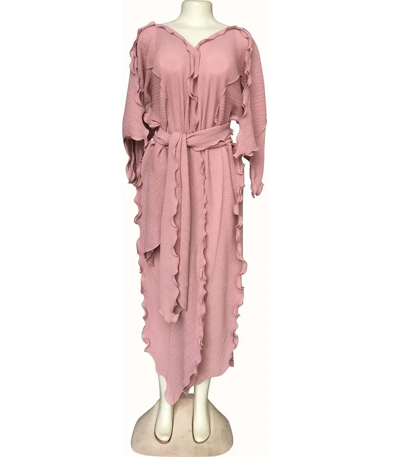 New African Dresses for Women Dashiki Falbala Dress Clothes Bazin Riche Sexy Pleat V-neck Long Africa Maxi Woman | Тематическая