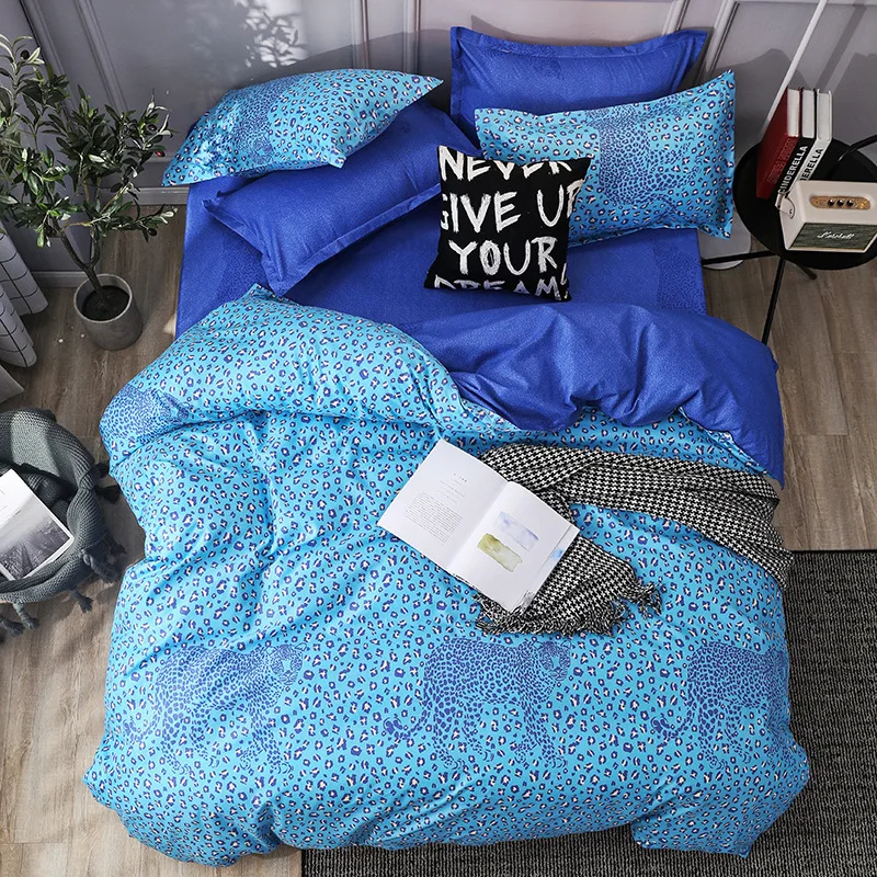 Леопардовый принт одеяло постельные принадлежности наборы синий пододеяльник