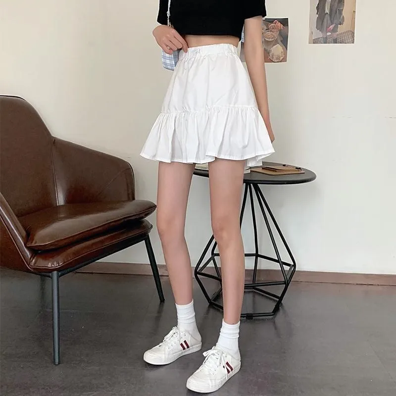 

Summer Women Skirts 2021New Korean High Waist Solid Mini Skirt Women School Girls Sexy Cute Pleated Skirt with Drawstring