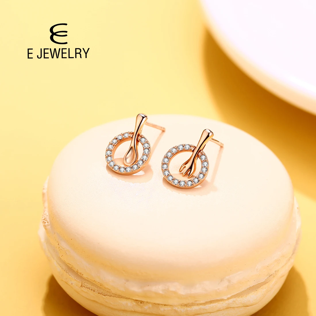 

E 100% Серебро 925 пробы, Женские Крошечные асимметричные серьги-гвоздики с ложкой для дочки, для девочек, покрытые розовым золотом, ювелирные и...