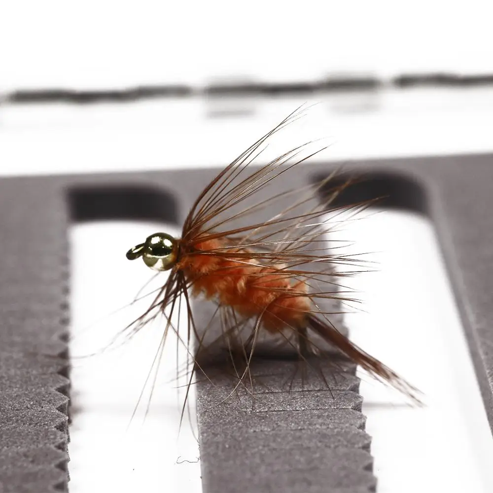 Wifreo 6 шт. 10 # бусины головки коричневые Hackle оранжевые шерстяные черви насекомые