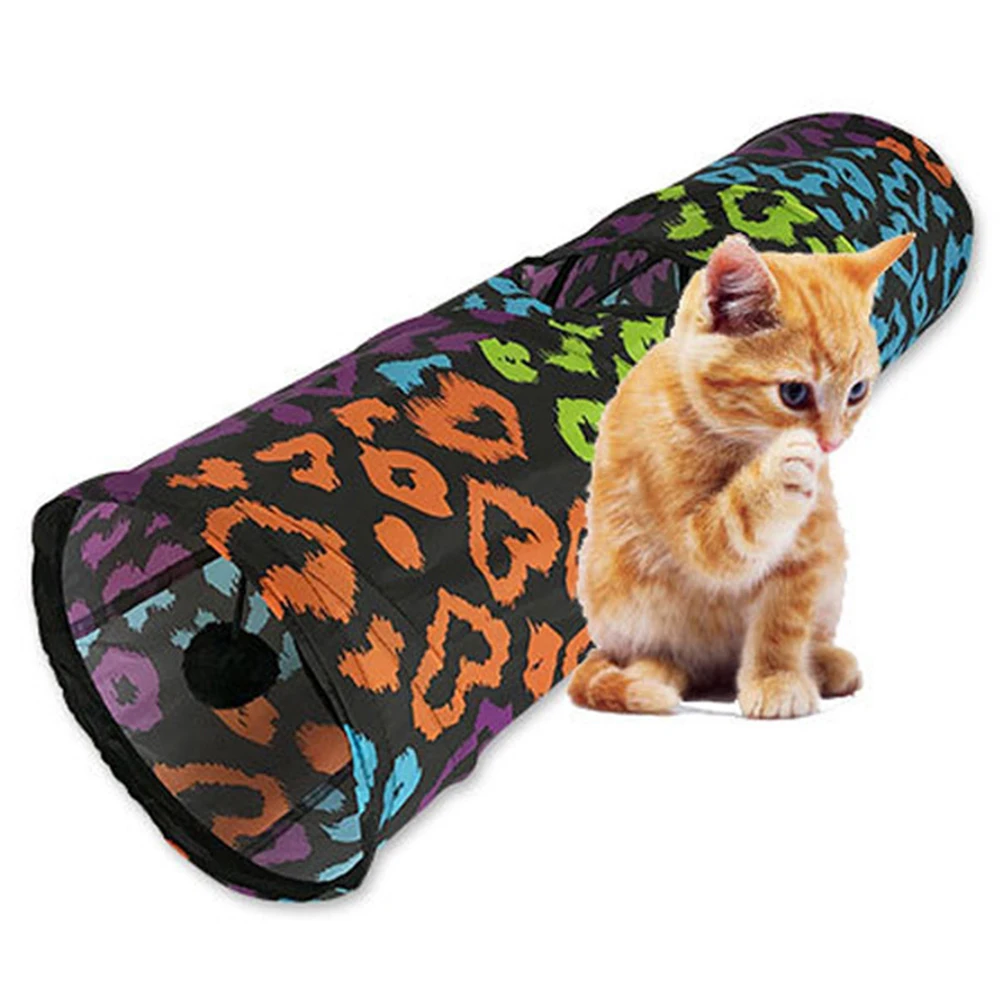 2 отверстия игрушки для кошек туннели игровые трубки складной котенок