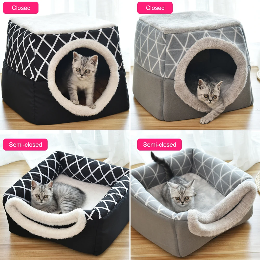 

Pet bed for Cats Dogs Soft Nest Kennel Bed Cave House Sleeping Bag Mat Pad Tent Pets Winter Warm Cozy Beds 2 Size L XL 2 Colors