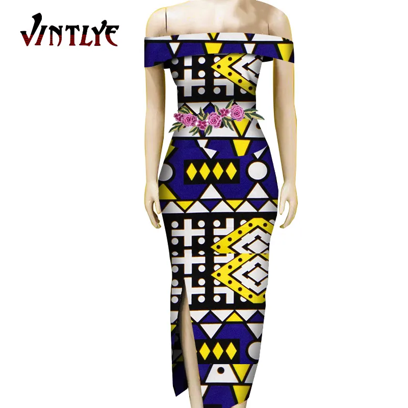 

2021 Summer African Dress for Women Slim Tube Robe Africaine Femme Party Dresses Casual Floral Print Lady Evening Gowns Kg631