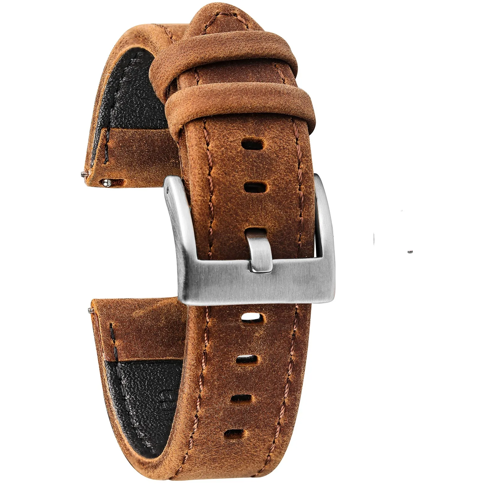 Hemsut-correas de reloj de cuero genuino para hombre y mujer, correa de Reloj de piel de becerro marrón de liberación rápida, de 18, 20 y 22mm