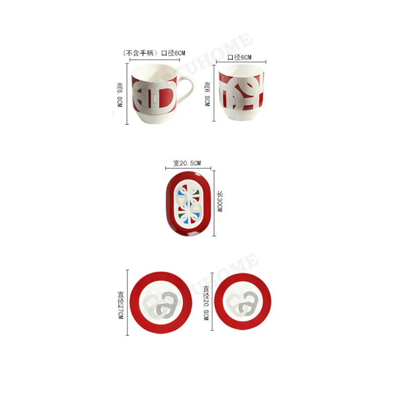 

Creativt Rainbow Runway Tableware Set Bone China Dessert Plate and Dinnerware Set Afternoon High-end Home Gift Ceramic Plate