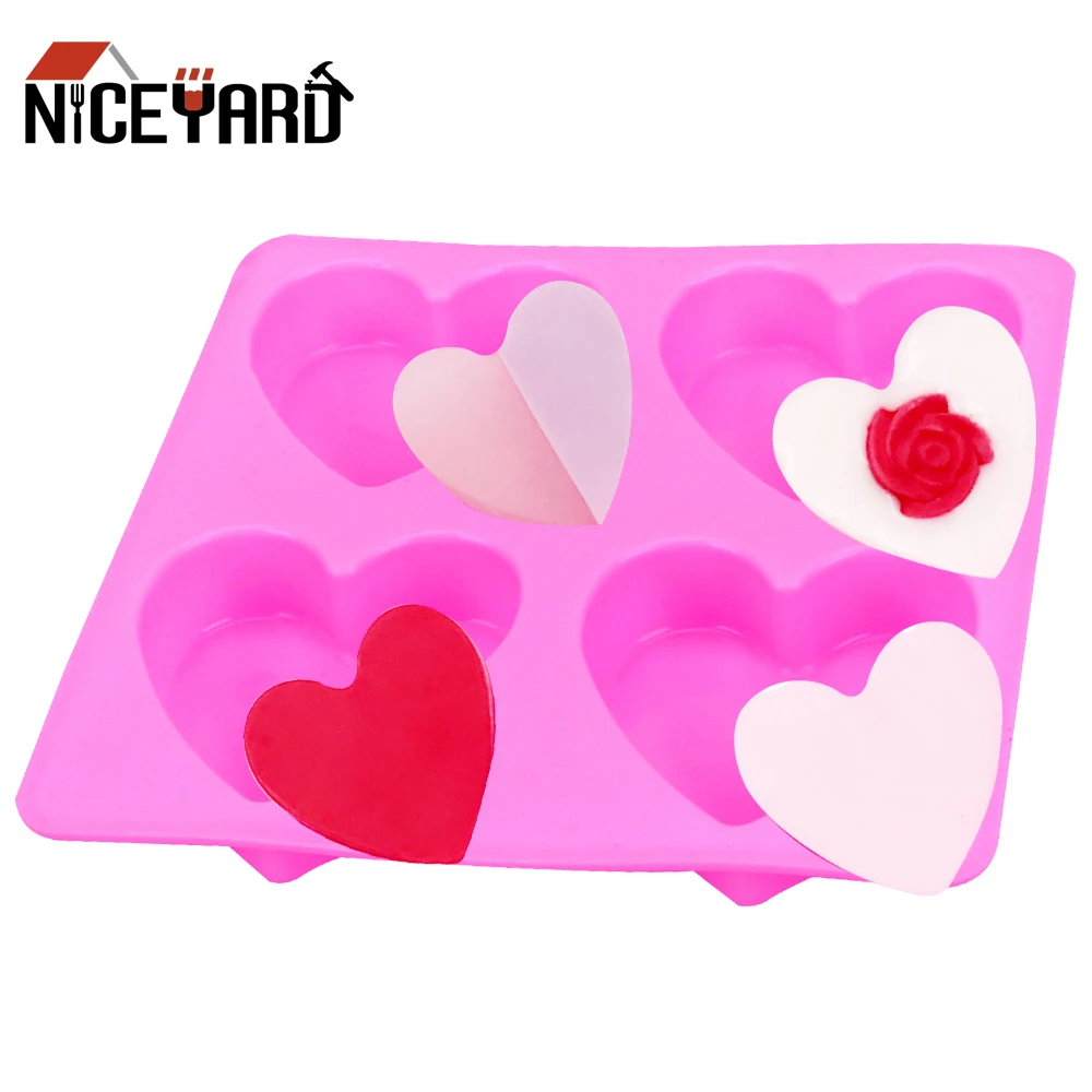 4 отверстия Сердце Стиль 3D форма для торта капкейков желе конфеты инструмент