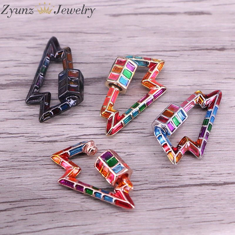 

5PCS, 15*25MM, Lightning Clasp Lock Carabiner Enamel Lock Jewelry Findings