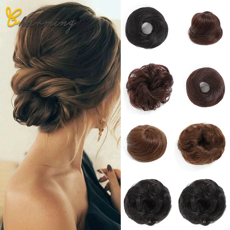 Очаровательные синтетические гибкие вьющиеся волосы шиньон эластичные грязные