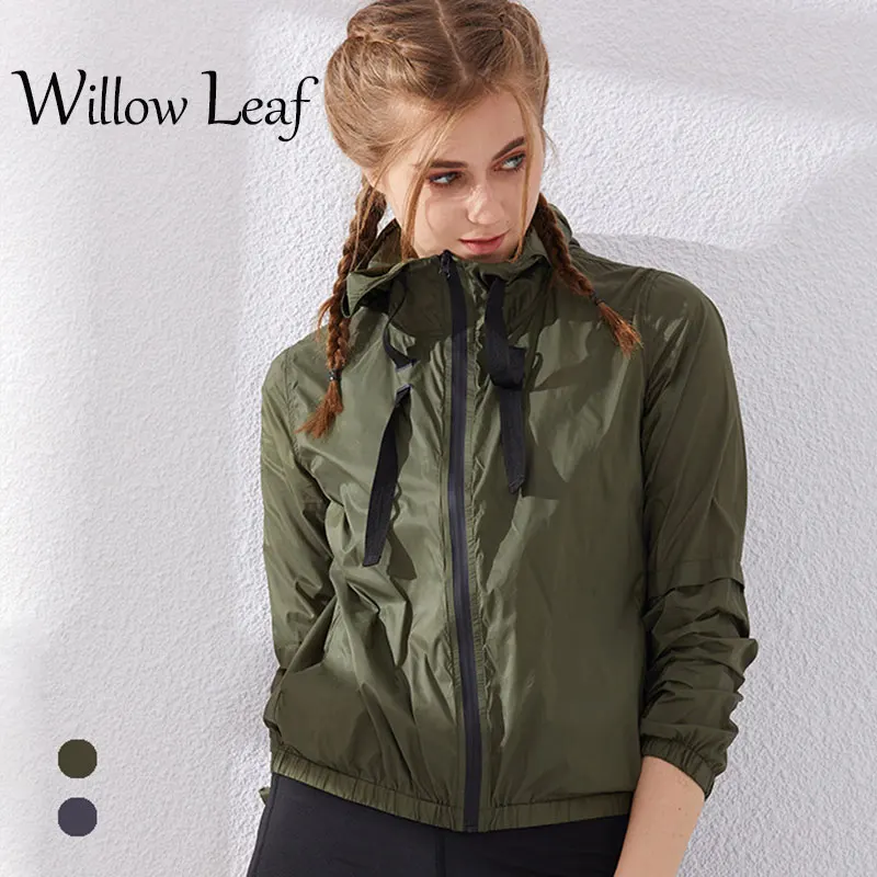 

Willow Leaf Fitness Breathable Women'swindbreaker T Shirt Sport Yoga ShirtsTop Quick-Dry Shirt Gym Clothes Sport Shirt Jackets