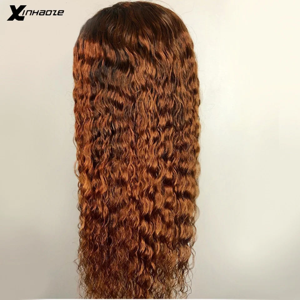 Бразильская волна воды 13*6 глубокий пробор Омбре #1bT30 кружевные передние