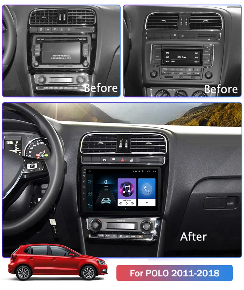 For VW POLO 2011-2018 Car Radio Multimedia Video Player Navigation GPS Android 8.1 Accessories SWC BT WIFI Sedan No dvd | Автомобили и