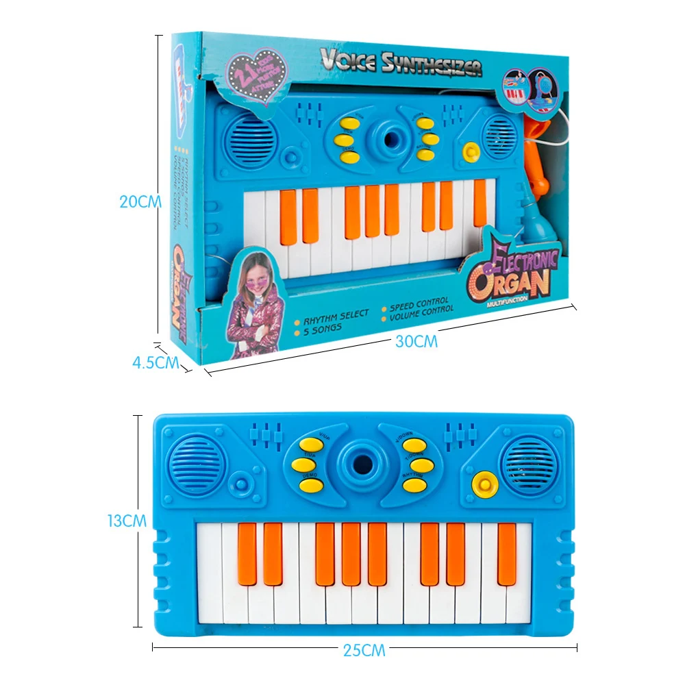 

21 Keys Kids Cartoon Electronic Piano Toy Interactive Toddler Piano Keyboard Baby Piano Musical Toy with Microphone for child