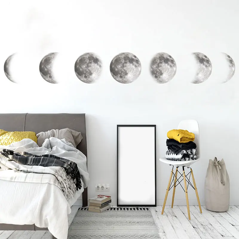 1PC Creative Moon phase 3D Wall Sticker Home living room wall decoration Mural Art Decals background decor stickers | Дом и сад