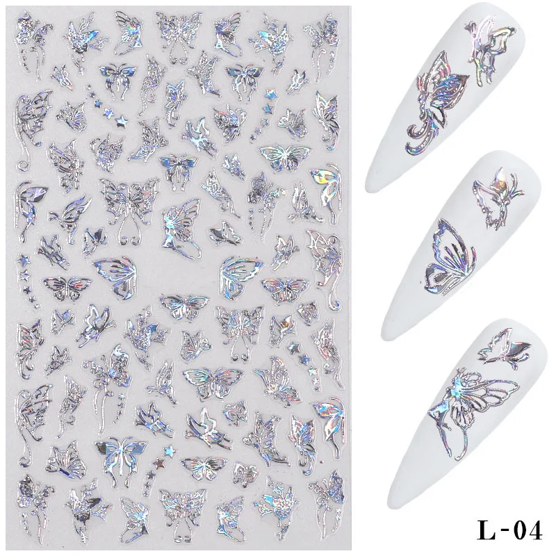 

1pcs 3D Butterfly Nail Art Stickers Adhesive Sliders Colorful DIY Golden Nail Transfer Decals Foils Wraps Decorations 2021 New