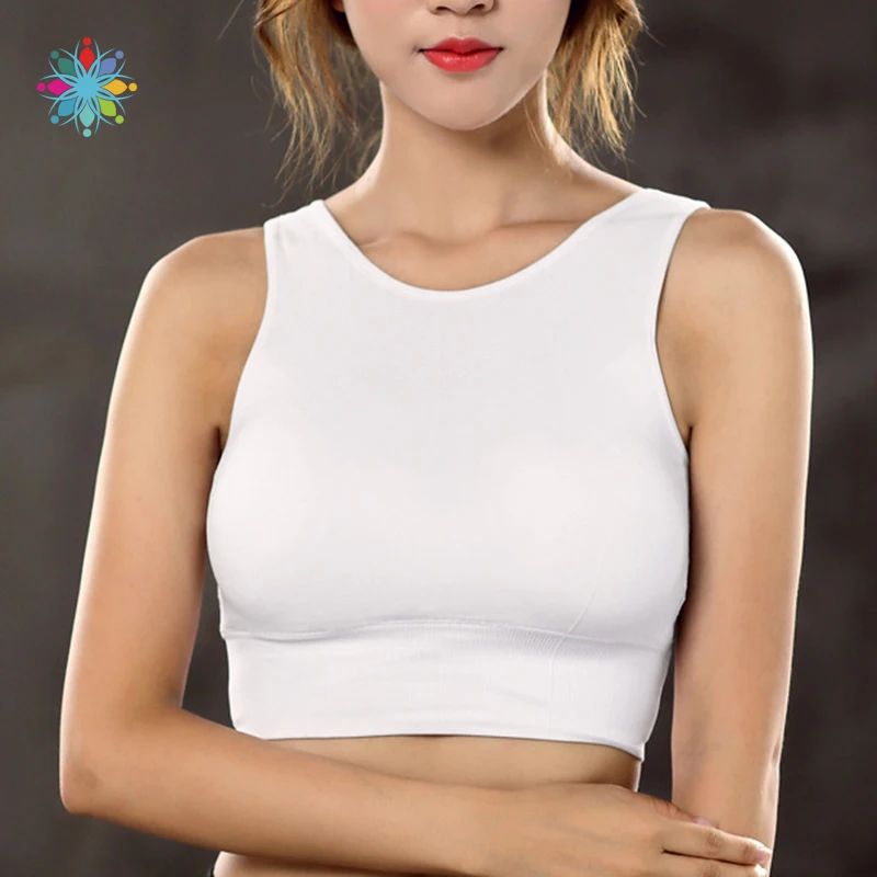 

Hot Women Sports Bras Tops Elastic Shockproof Padded Running Bra Vest Solid Color Fitness Sport Breathable Tops Vest