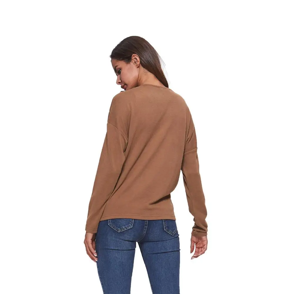 Однотонная женская футболка с отворотом уникальная плиссированная строчка