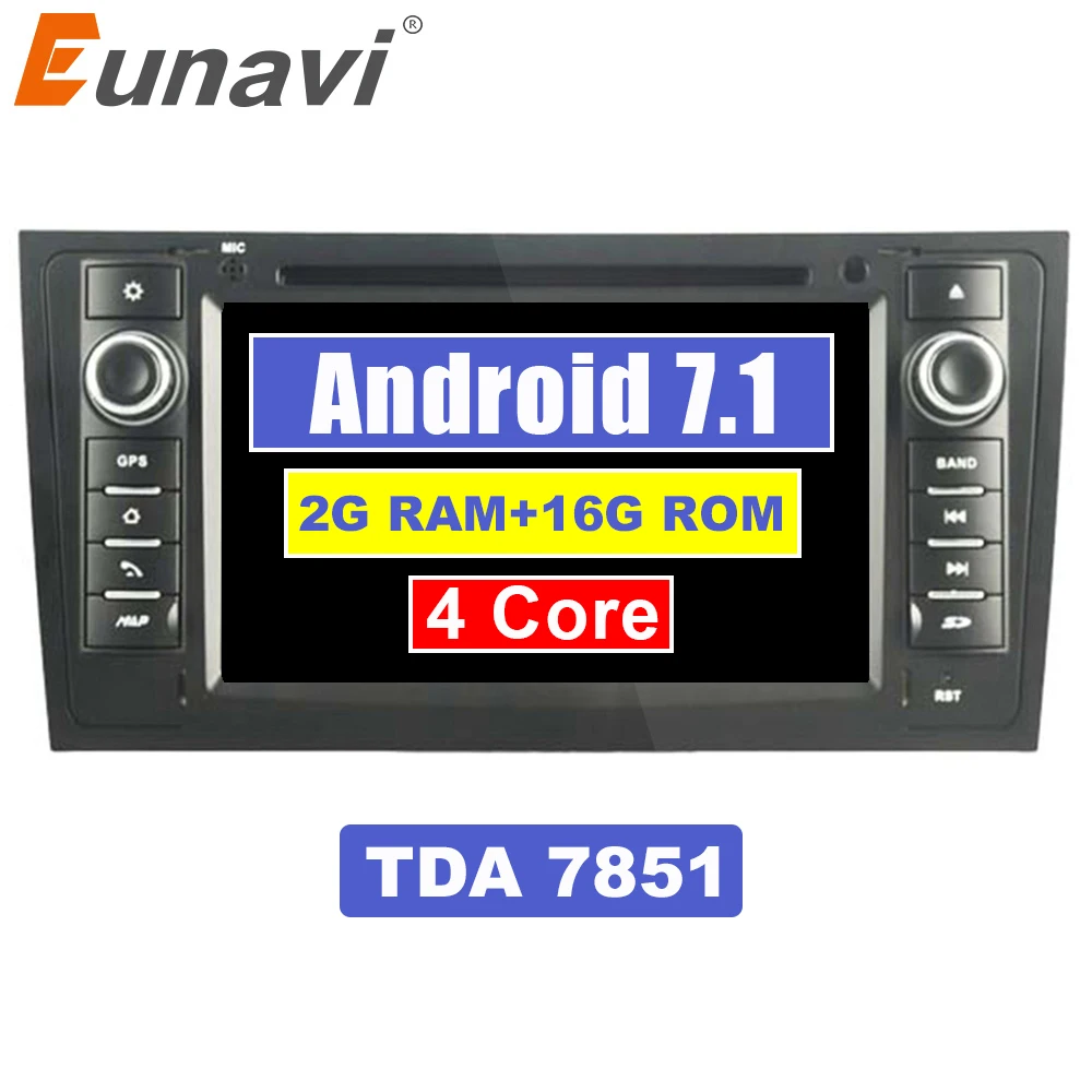 Eunavi 7 &quotчетырехъядерный Android 9 0 автомобильный dvd-плеер для Audi A6 1997-2004 &amp S6 RS6 с 1024*600