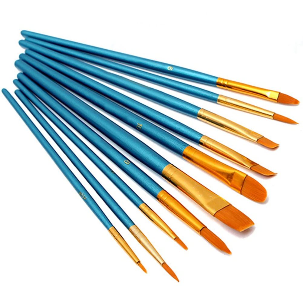 

Nylon Wooden Handle Paint Brush Set for professional acrylic watercolor and oil paints