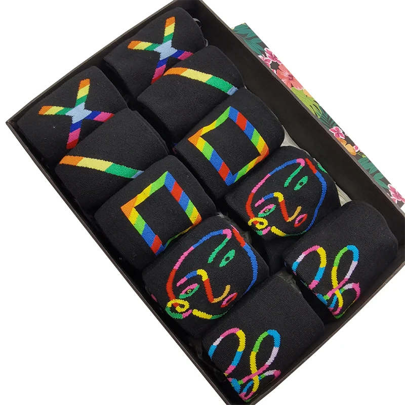 10 пар/упак. мода Персонализированные Новинка мужские и женские черные носки до