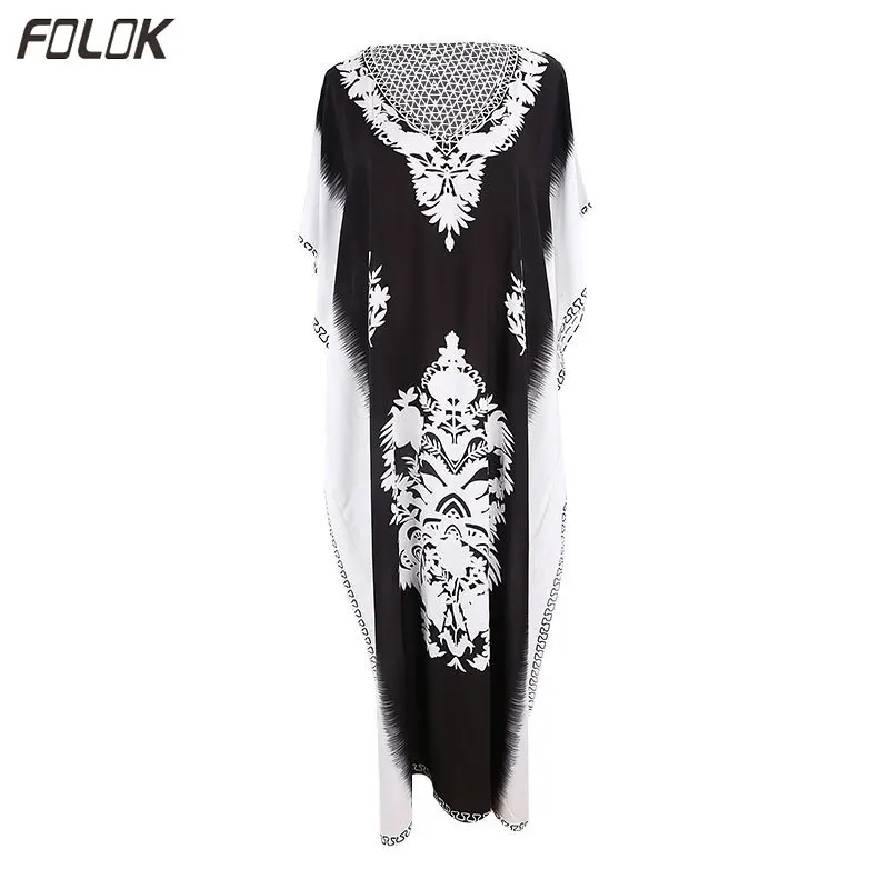 Новая черная и белая пляжная юбка с цветочным принтом свободная большая длинная