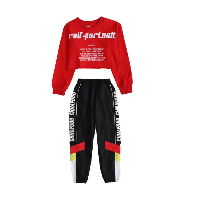 Детская одежда в стиле хип хоп толстовка куртка Топ джинсы для бега брюки девочек