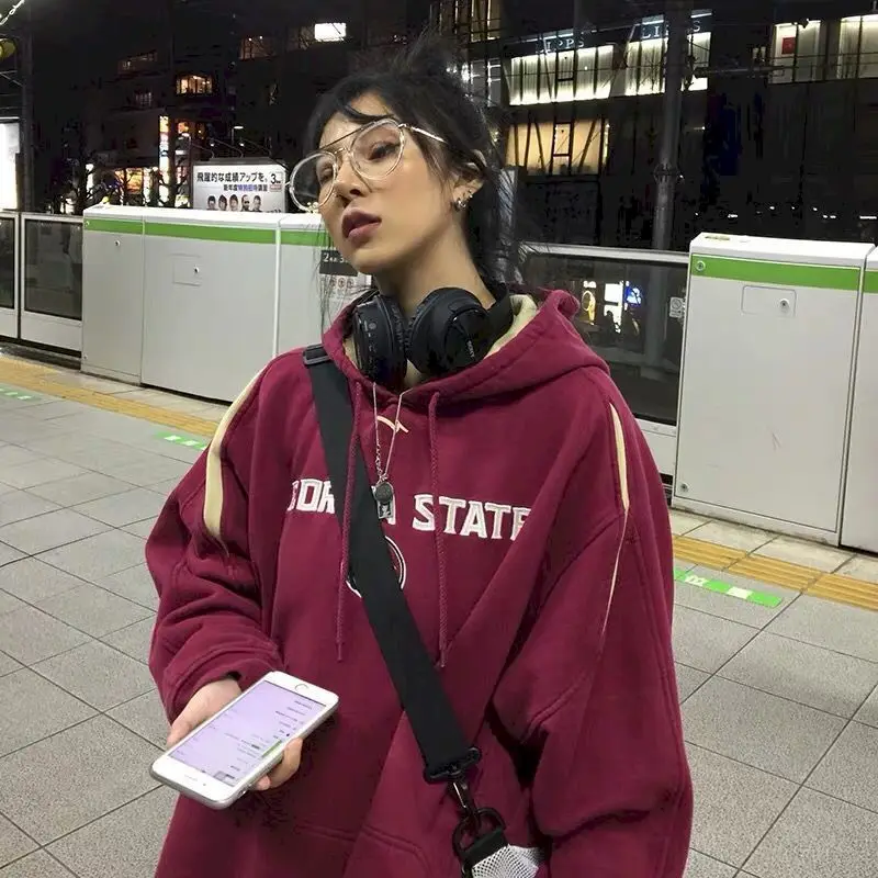 

Plush Fleece Girly Sweater Women's Autumn and Winter New Style 2021 Loose Korean Thickened Jacket Trendy All-match Goth Clothes