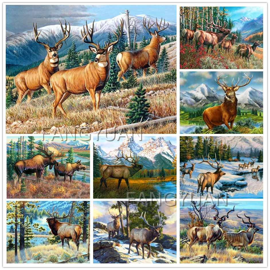 

Full Square Round Drill Diamond Painting Animal Cross Stitch 5D Diy Diamond Embroidery Deer Rhinestone Wall Pictues Decoration