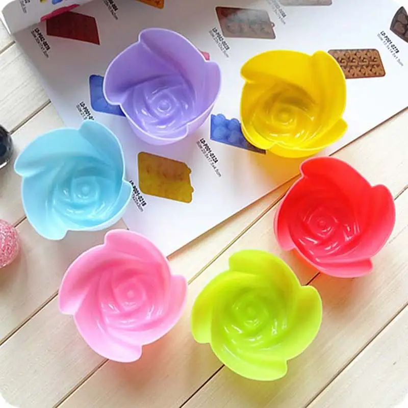 6 Pcs Cakes Model Flower Star Round Heart shape Baking Cup Mold Silicone Cake Jelly Handmade Soap DIY Tools L9 | Дом и сад