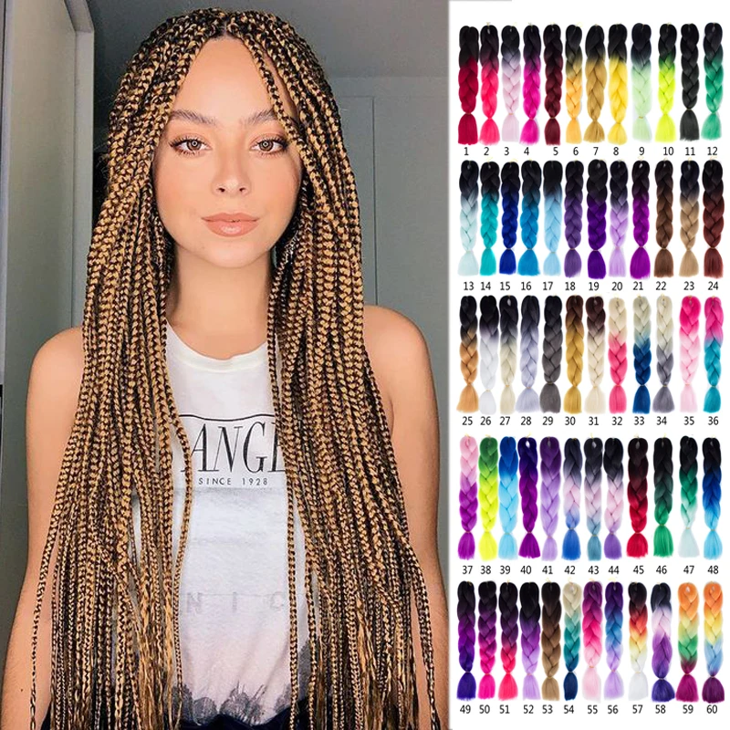 Косички для вязания крючком синтетические волосы 24 дюйма крупные плетеные 100