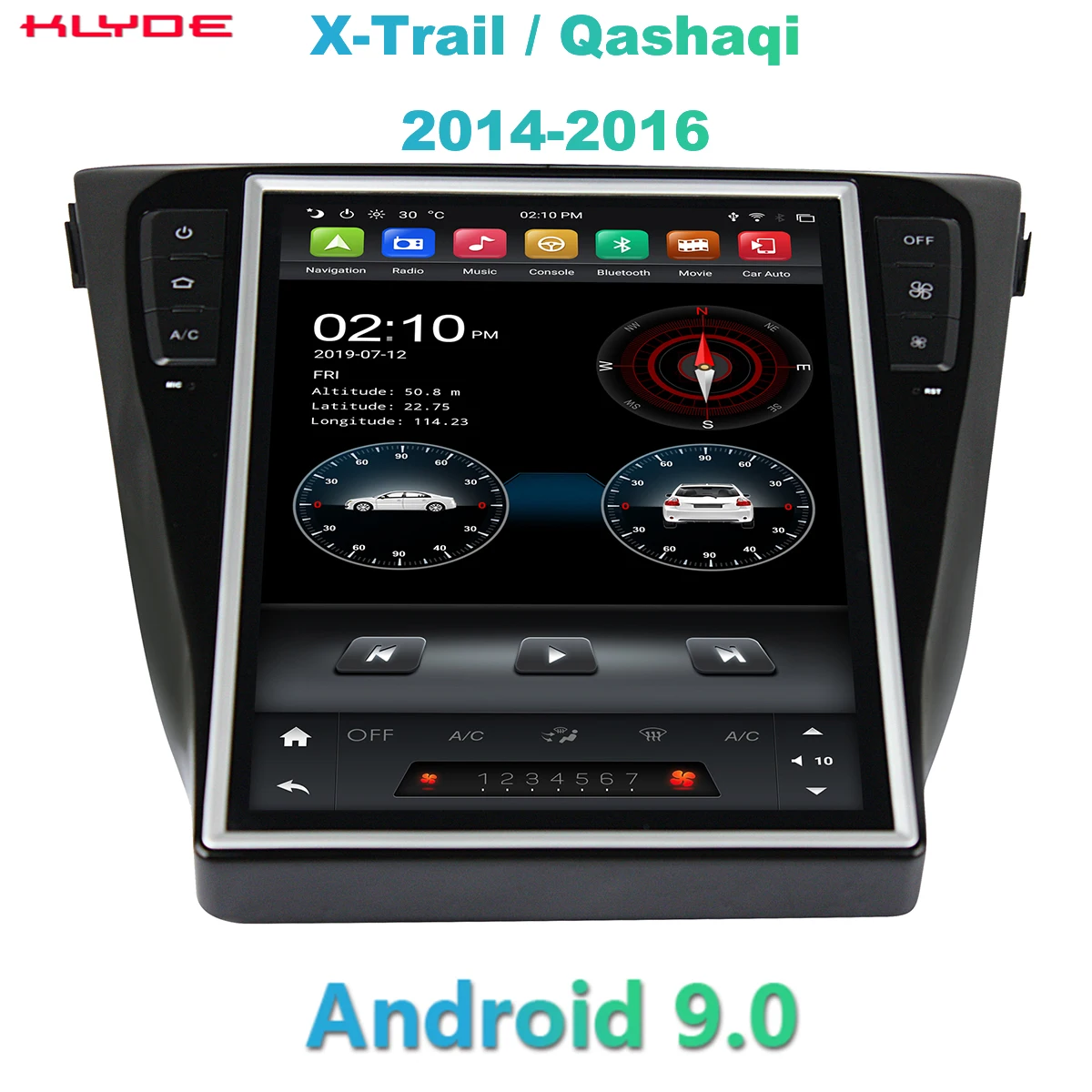 Автомобильный мультимедийный плеер KLYDE IPS полносенсорный экран dvd gps для X-Trail/Qashaqi