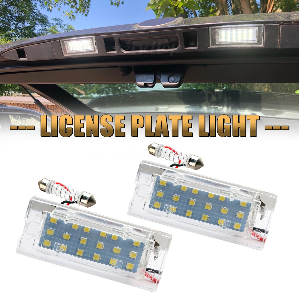 

2Pcs White LED Number License Plate Light Lamp 18 SMD 3528 For BMW E53 X5 2001-2006 E83 X3 2004-2009 Canbus No Error Tail Lamp