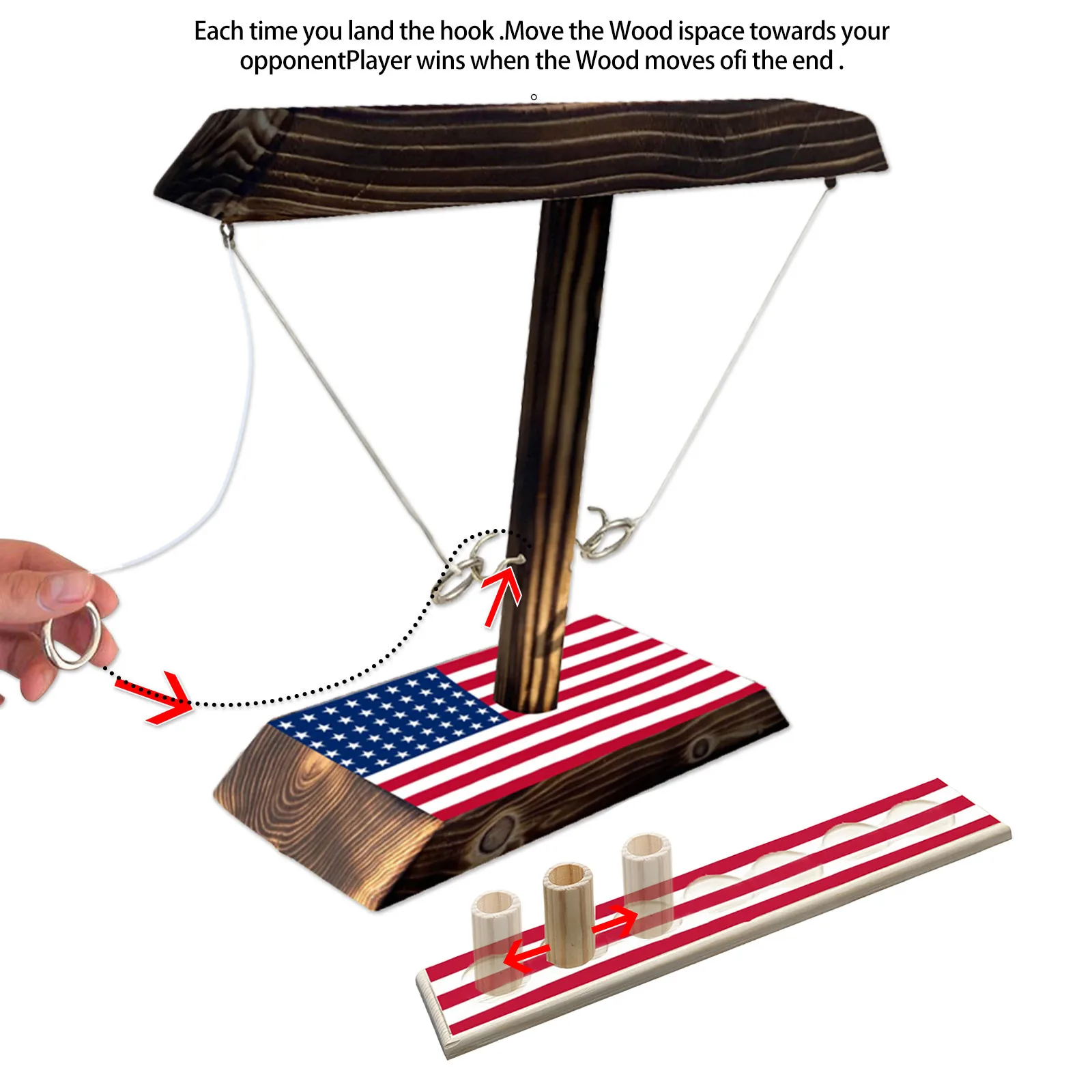 

Handmade Wooden Ring Toss Hooks Fast-paced Interactive Game For Bars Home Handmade Wooden Ring Toss Drop Ship